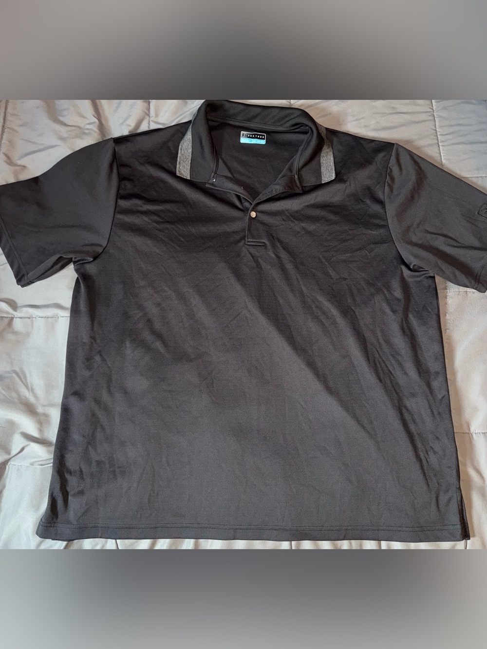 PGA Tour Black Polo with Contrast Collar - Performance Casual